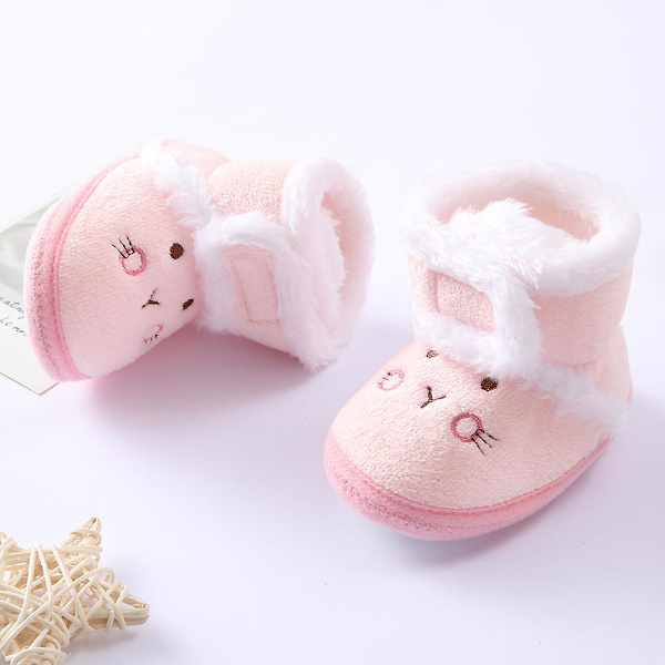 Vintervarma nyfödda toddler 1 år baby Flickor Pojkar Skor Mjuk sula Pälssnöskor 0-18M Pink 7-12 Months