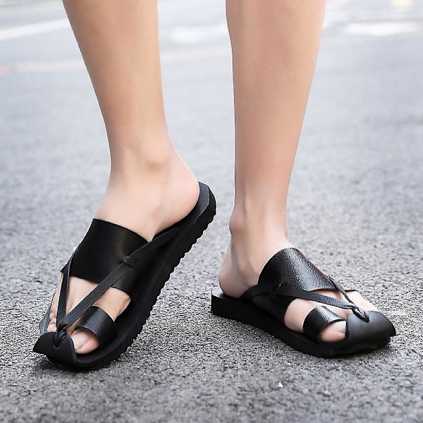 Strandtofflor för män Modesandaler Utomhus Halkfria inomhusskor 3B1908 Black 44