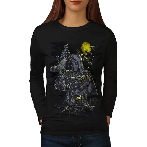 Bat Man Night Fantasy Women Blacklong Sleeve T-shirt XXL