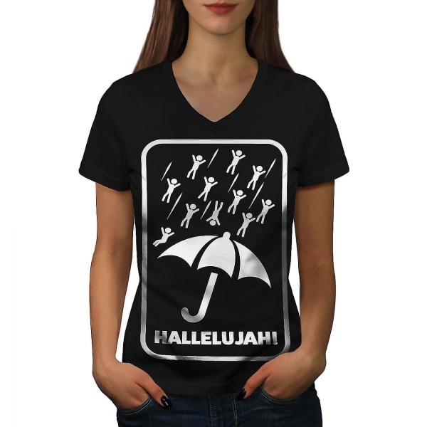 Paraply Regn Citat Rolig T-shirt för kvinnor L