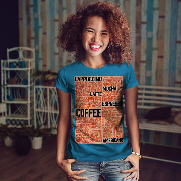 Coffee Latte Mocha Royal Bluet-shirt för kvinnor M