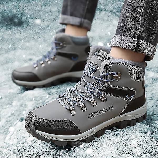 Vintersnöskängor för män Halkfri Casual Lätt vandringskänga 2099 Gray 44