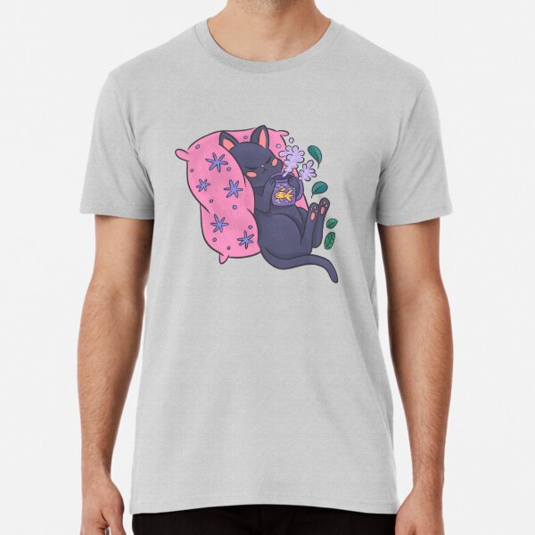 Söt Kitty med tekopp Premium T-shirt Heather Grey M_Front