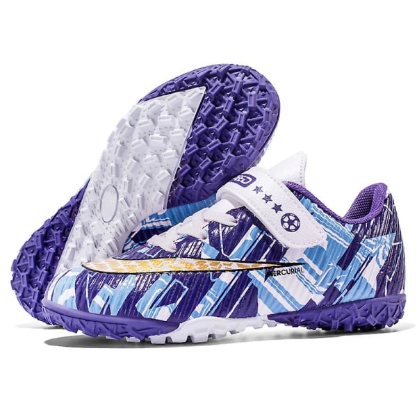 Pojke Fotbollsskor Vuxen Fotbollsskor Grästräning Sport Skor Sneakers 3B2302 Purple 34