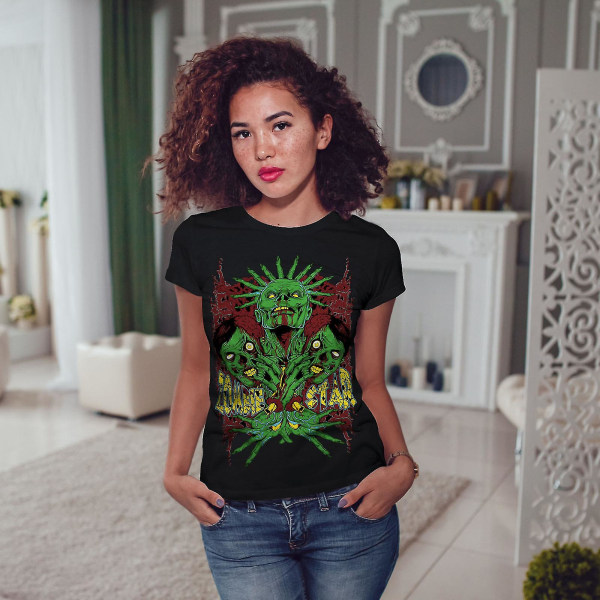 Star Monster Grön Kvinnor Svart T-shirt | Wellcoda M