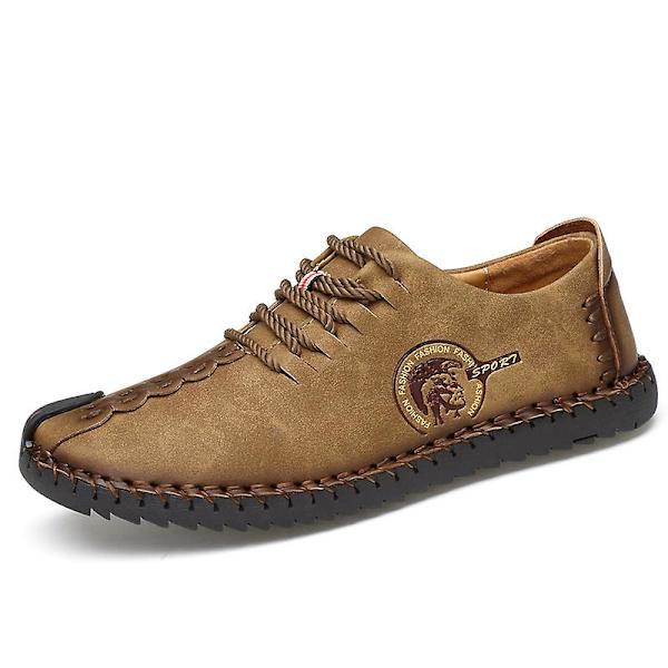 Casual för män Utomhusskor i läder 0L601 Khaki 41
