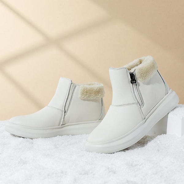 Dam Vinterstövlar Snow Boot Plysch Varma Skor Vattentät Boot 9225 White 36