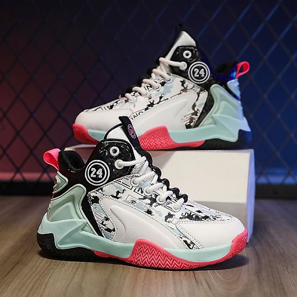 Basketskor för barn Mode Halkfria sneakers Andas sportskor L812 White 34