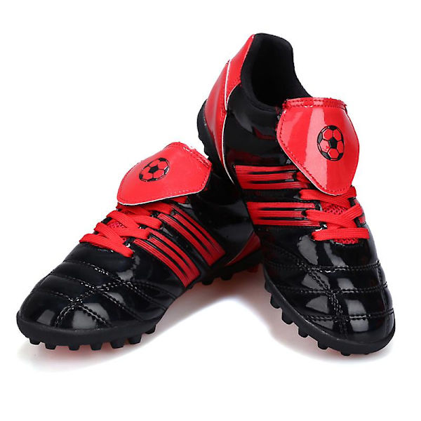 Pojkar Fotbollsskor Spikes Fotbollsskor för ungdomar Ankelstövlar Atletisk Sneaker 3C26005 BlackRed 34
