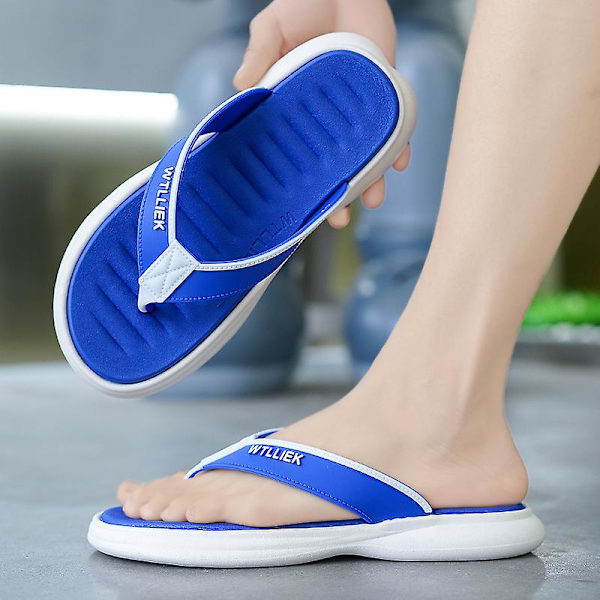 Herrflip-flops stringtrosor Sandaler Komforttofflor för stranden 3C8128 Blue 41