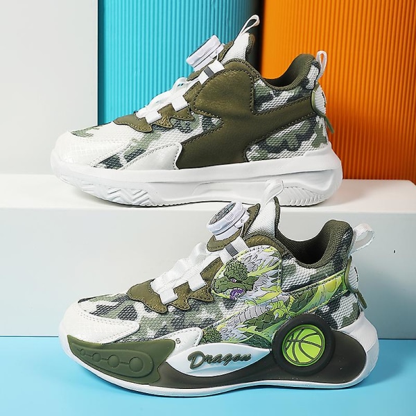 Basketskor för pojkar Mode Halkfria sneakers Sportskor som andas 3B2301 Gray 38