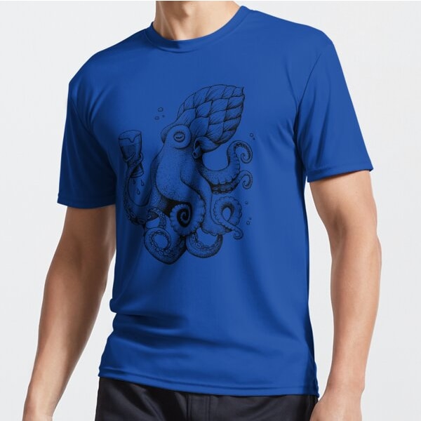 Hoptopus - Aktiv T-shirt för öldrickande bläckfisk Royal Blue 2XL_Front