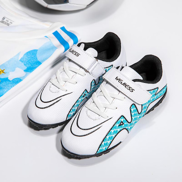 Fotbollsskor för barn Spikes Fotbollsskor för pojkar Ankelstövlar Athletic Sneaker 3Cxm630 WhiteBlue 33