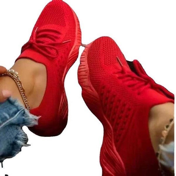 Damträningsskor Sport Loafers Sneakers Slip On Shoes Red 41