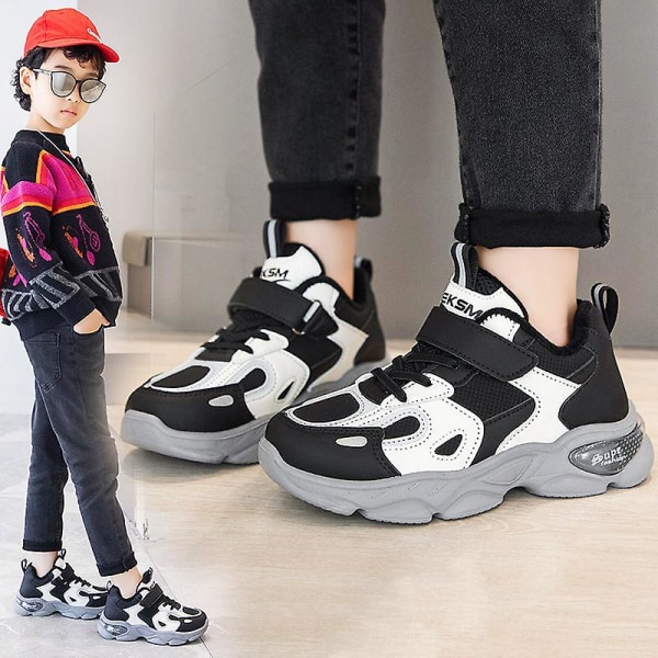 Barn Sneakers Flickor Andas löparskor Mode Sportskor A05 Black 28