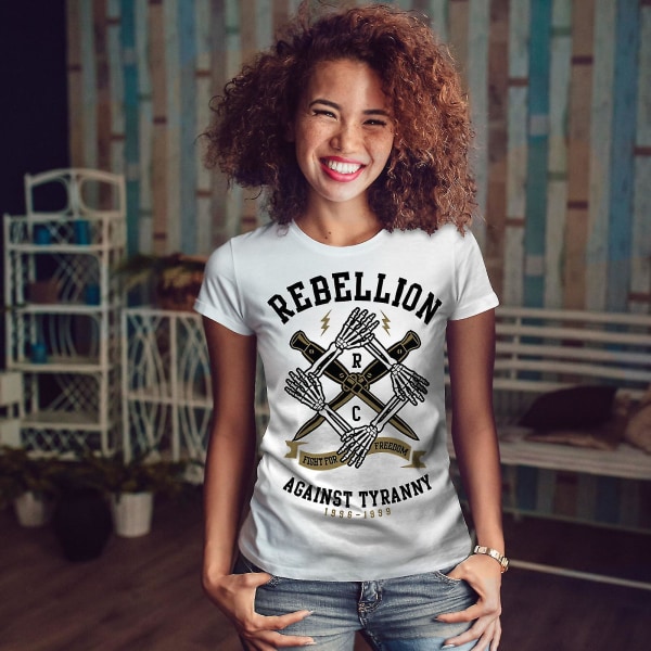 Rebellion Tyrany Whitet-shirt för kvinnor 3XL