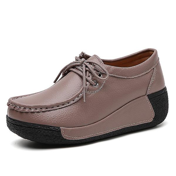 Damskor för casual Loaferskor Mammaskor 3A691 Brown 36