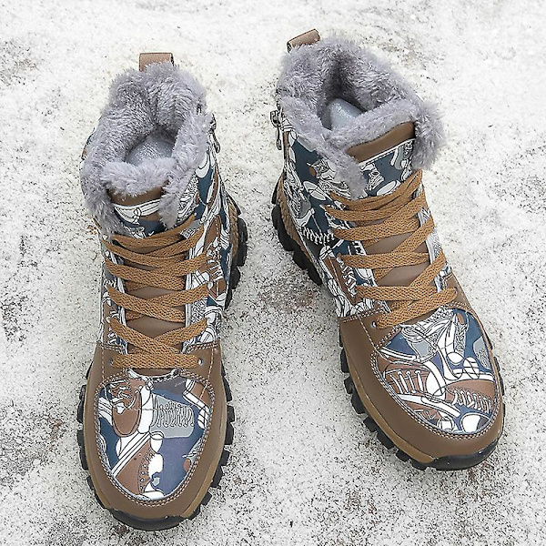 Vintersnöskor för barn Varma ankelstövlar Halkskydd Pojkar Flickor Vinterskor 6087 Brown 40