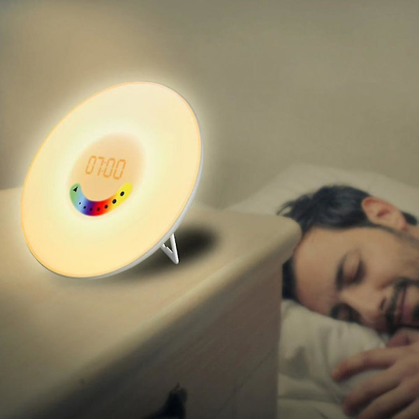 Unik färgglad sovrumsvakna Rgb Led Soluppgång Simulering Väckarklocka ljus
