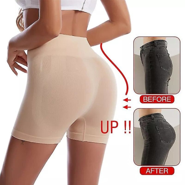 Hög midja Magkontroll Trosa Shaper Bantning Underkläder Rumplyftare Magen Formande Damshorts Yoga Fitness Träning Peach Hip,beige XL