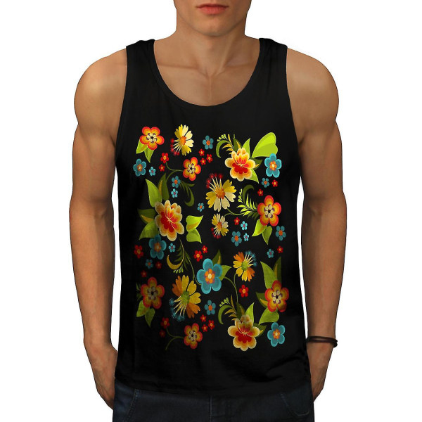 Söt Flower Men Blacktank Top M