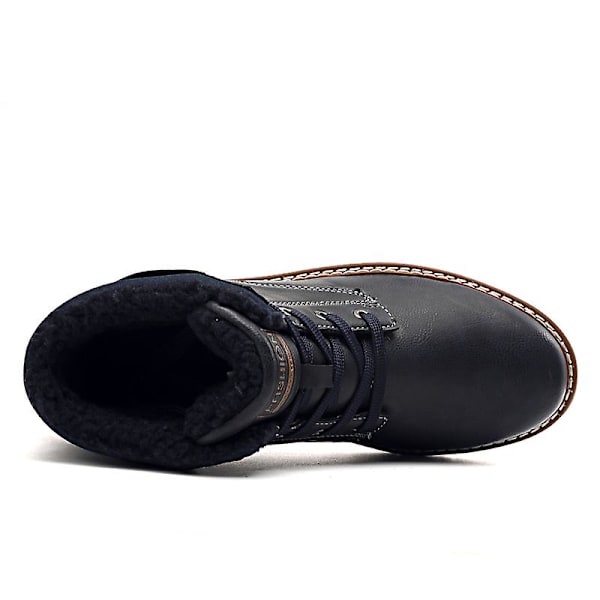 Snöskor för män Läder Plus Velvet Varma Utomhus bomullsskor F9704 Black 41