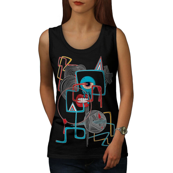 Geometriskt ögonmode för kvinnor Blacktank Top M