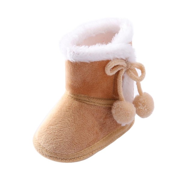 Vintervarma nyfödda toddler 1 år baby Flickor Pojkar Skor Mjuk sula Pälssnöskor 0-18M Brown 7-12 Months