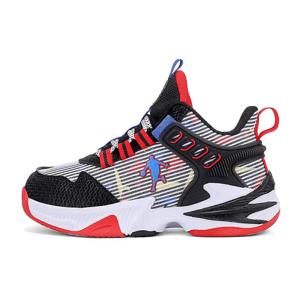 Basketskor för pojkar Mode Halkfria sneakers Sportskor som andas 3B2330 BlackRed 33