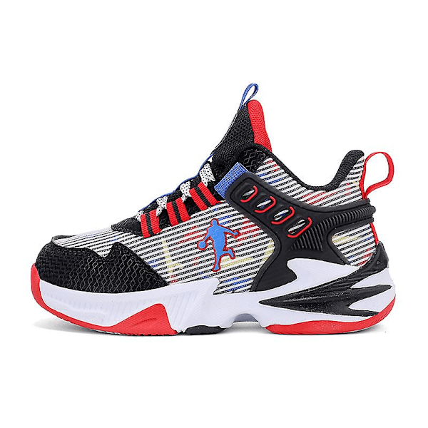 Basketskor för pojkar Mode Halkfria sneakers Sportskor som andas 3B2330 BlackRed 39