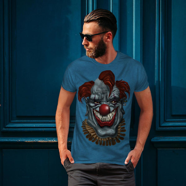 Skrämmande skräckclown Skrämmande män Royal Bluet-shirt S