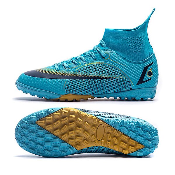 Fotbollsskor för män Halkfria fotbollsskor Klossar Gräs Fotbollssneakers Yjz18A Cyan 40