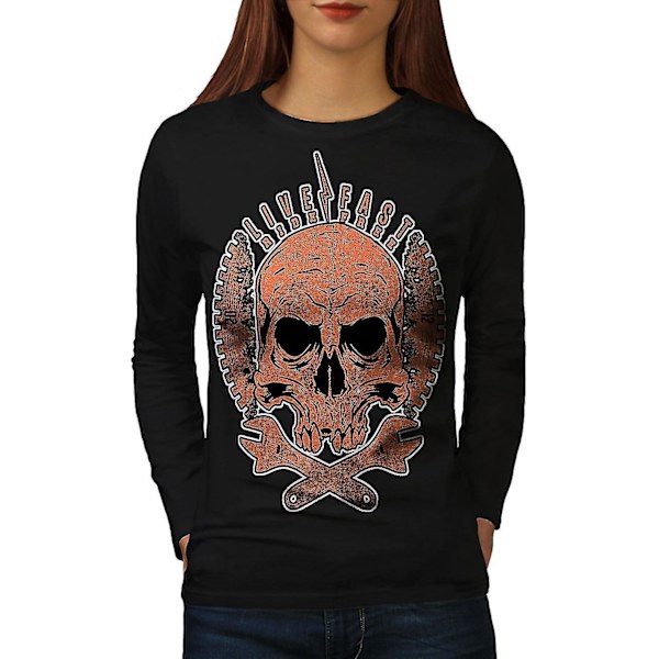 Living Life Biker Skull Kvinnor Långärmad T-shirt 3XL