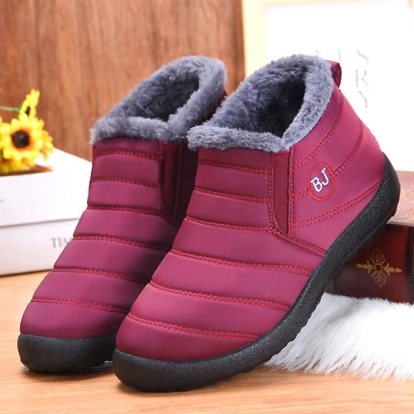 Herrstövlar Lätta vinterskor för män Snowboots Vattentäta Vinterskor Plus Size 47 Slip On Unisex Ankel Vinterstövlar Red 39