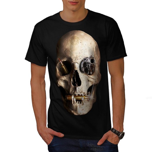 Gun Metal Death Skull Men Blackt-shirt M