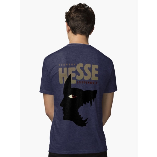 Hermann Hesse Tri-blend T-shirt Navy 2XL_Back