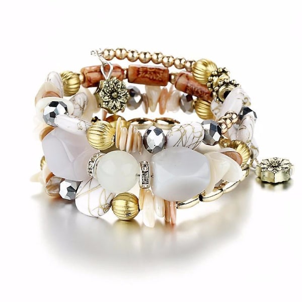 Trendiga färgglada strand kvinnor flerskiktspärlor Strand Bohemian Shell Stone hänge armband