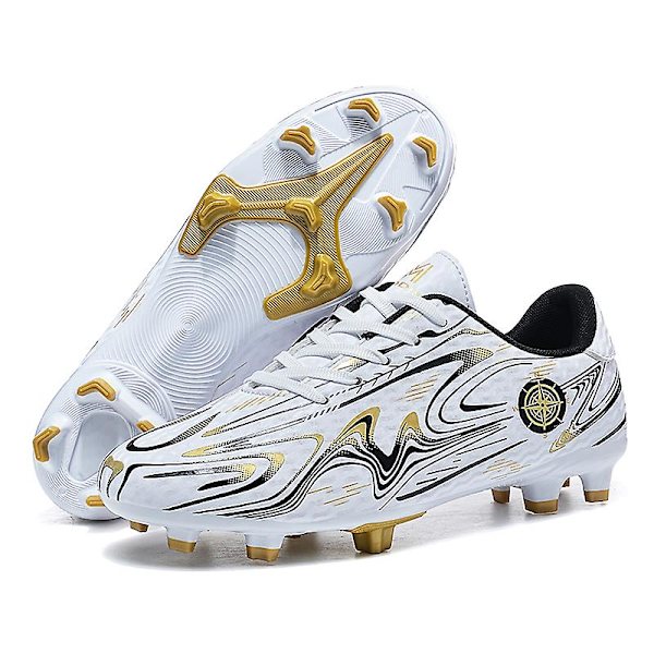 Pojkar Flickor Fotbollsskor Halkfria fotbollsskor Klossar Gräs Fotbollssneakers för barn 2Kr158 WhiteGold 34