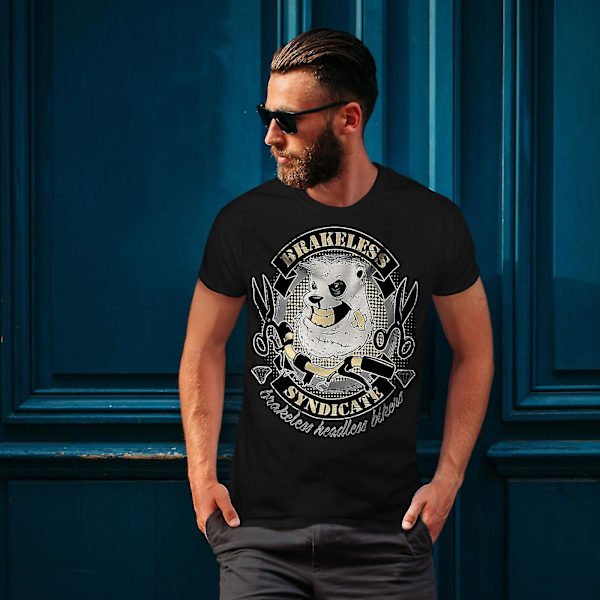 Bromslös Syndicate Biker Men Blackt-shirt | Wellcoda S