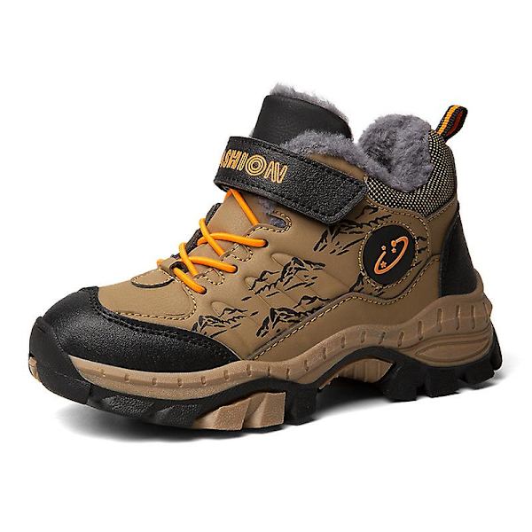 Barnsneakers Andas löparskor Mode Sportskor Vinter bomullsskor 833 LightBrown 35