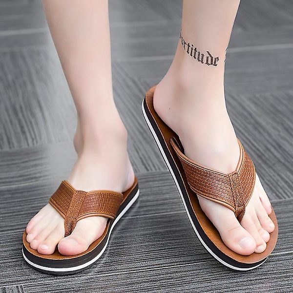 Herrflip-flops stringtrosor Sandaler Komforttofflor för stranden 3C5529 Brown 41