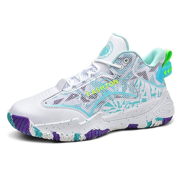 Basketskor för män Aldult Bekväma Sneakers Utomhussportskor 3B056 WhiteGreen 44