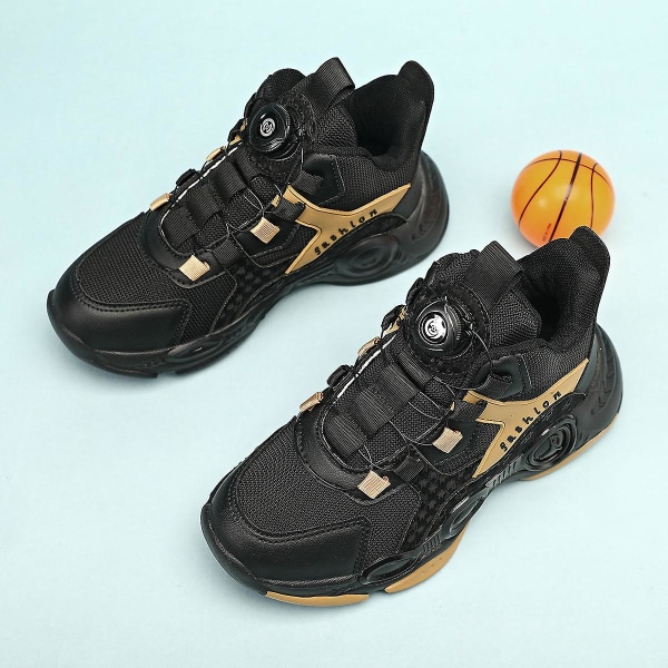 Barn Sneakers Pojkar Basketskor Halkfria Barn Sportskor 3Bg808 BlackGold 33