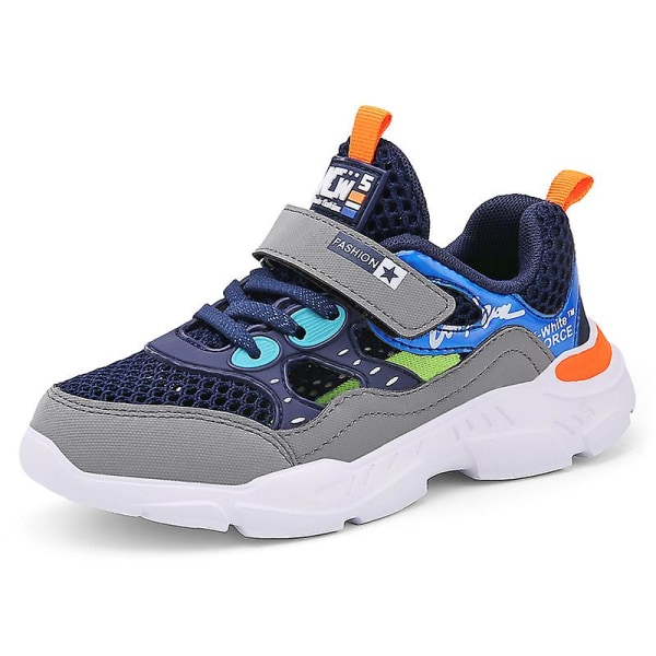 Sneakers för barn för pojkar, flickor, löpning tennisskor, lätt andas, sport, atletisk 3B9050 Blue 37