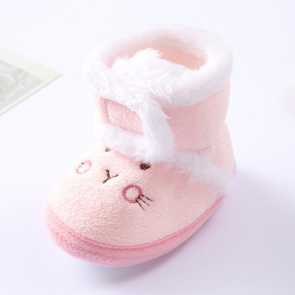 Vintervarma nyfödda toddler 1 år baby Flickor Pojkar Skor Mjuk sula Pälssnöskor 0-18M Pink 7-12 Months