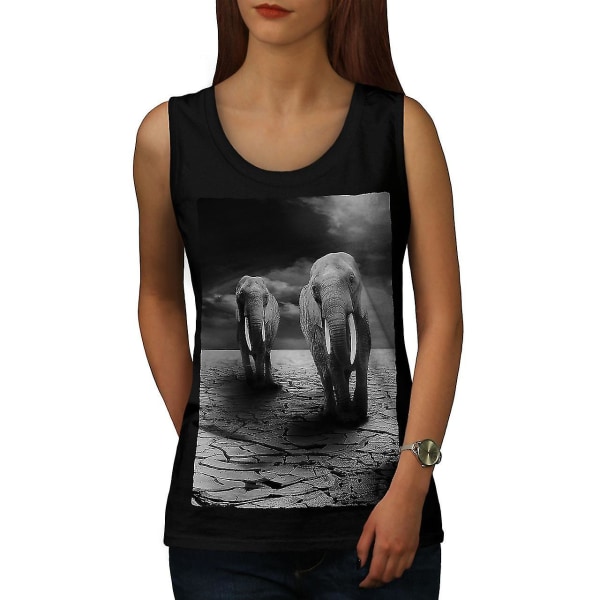 Elephant Desert Animal Women Blacktank Top XXL