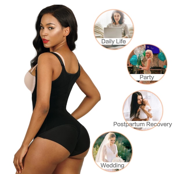 Lequeen Body Shaper Dam Waist trainer Butt Lifter Platt Mage Bantning Binders Body Slida Magen Dra Korsett Trosor Shapewear,blcack4 XS