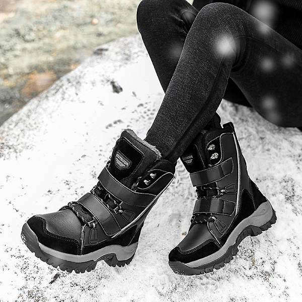 Dam vintersnöskor Vattentåliga skor Anti-halk Casual Lätt vandringskänga S555 Black 41