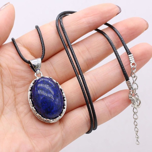 Naturlig ovalt stenhänge Halsband Rose Quartz Lapis Lazuli Ametist Opal Agat Grön Aventurine Ma