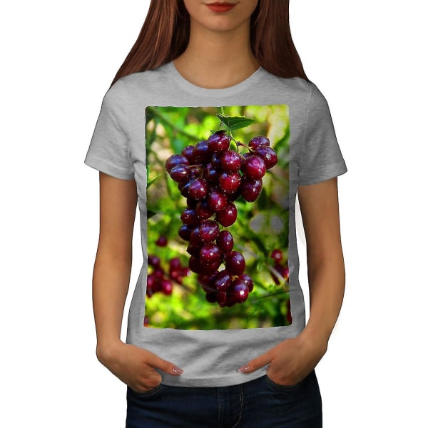 Red Grape Wine Fruit Women Greyt-shirt S